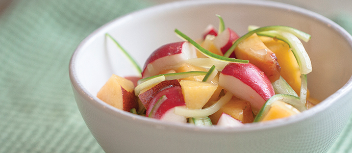 Radish, Cucumber & Peach Salad