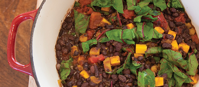 Black Bean Chili, Butternut Squash & Swiss Chard