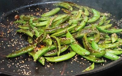 Charred Sugar Snaps with Sesame-Chili Sauce