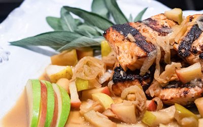 Pan Roasted Salmon with Apple, Onion & Sage