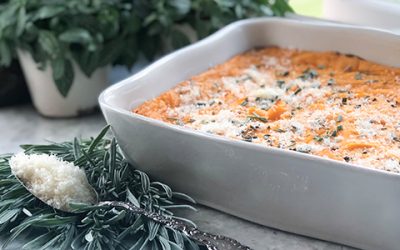 Baked Mashed Potatoes & Yams with Parmesan, Rosemary & Garlic